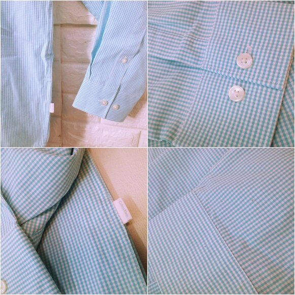 New NWT 90s-Y2K Calvin Klein+Co 426 Gulfstream Oxford Shirt Men-L Gingham Blue - Picture 6 of 8